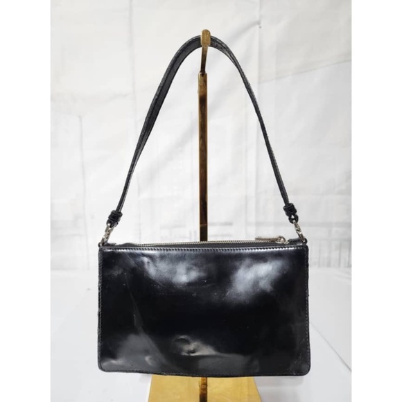 Authentic PRADA Spazzolato Mini Patent Leather Shoulder Bag Black - Picture 11 of 16